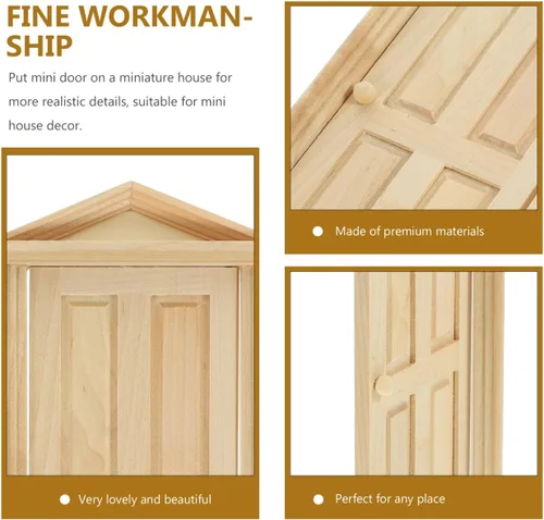 Vista 7 de Zerodeko Puerta en miniatura de madera 1 12 escala modelo de puerta de casa de muñecas con función de apertura para decoración de mini casa