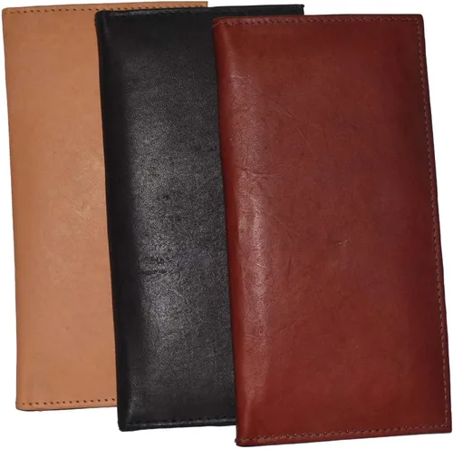 Vista 4 de Cartera larga de cuero para hombre con bolsillos para tarjeta de identificación bolso plegable