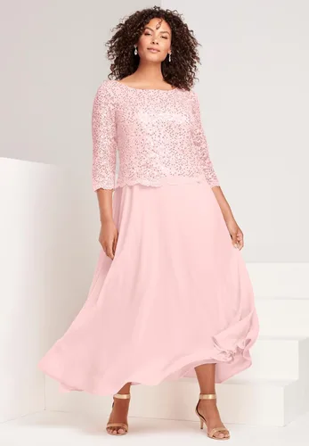 Vista 6 de Roaman's Vestido Popover de encaje de talla grande para mujer