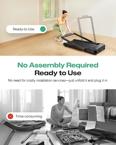 Vista 7 de UREVO Smart Treadmill with 9% Incline, 3-in-1 Foldable Treadmill with Handle for Home/Office Fitness, Runner-Focused Design, 6 HIIT Programs & Auto