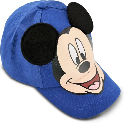 Vista 4 de Disney Gorra de béisbol de Mickey Mouse para niños, con orejas 3D, correa trasera curvada (4-7), Azul