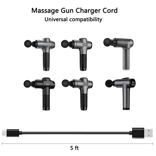 Vista 2 de Akingdleo Cable cargador de pistola de masaje, cable de carga USB C compatible con OLsky M68-7, RAEMAO X6, Medcursor MMG0101, Gvber X6, TOLOCO EM26
