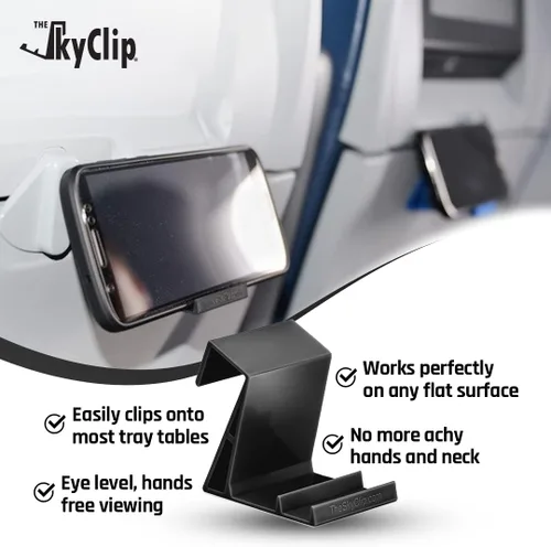 Vista 3 de The SkyClip Soporte de mesa para teléfono celular de avión para la parte trasera del asiento y soporte resistente para teléfono, compatible