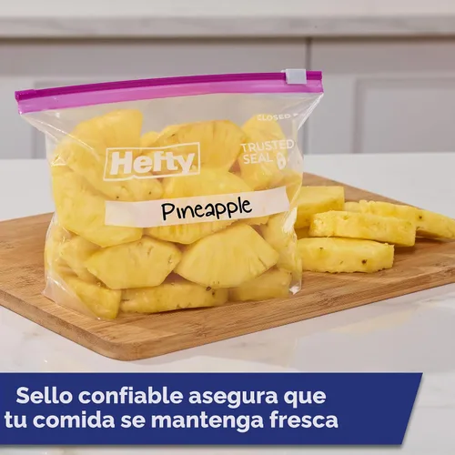Vista 6 de Hefty - Bolsas de almacenamiento con cierre Bulk Pack, Quart Storage Bags for Food, Snacks, Toiletries, and More, Writable Label, Stand and Fill