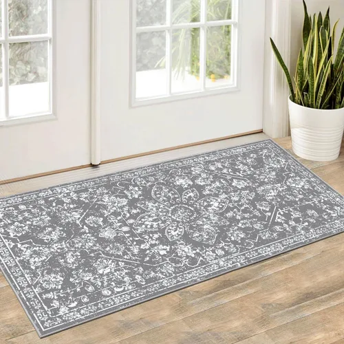 Vista 38 de Pauwer Alfombra vintage de flores 2 x 3 pulgadas, estilo envejecido, antideslizante, de pelo bajo, tapete para entrada, interior, pequeña, retro