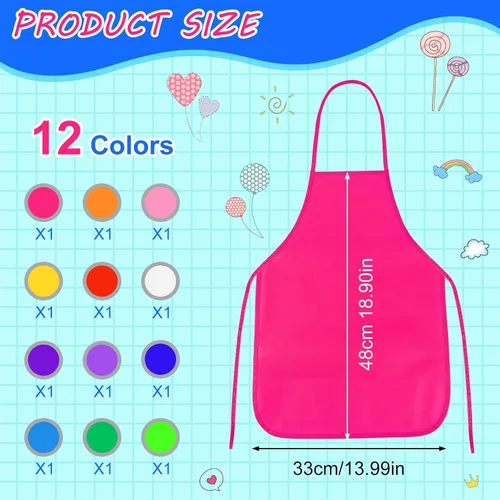 Vista 2 de MEEZY 6 delantales para niños para pintar arte, delantales de pintura de color a granel para niños pequeños y niños, actividades creativas