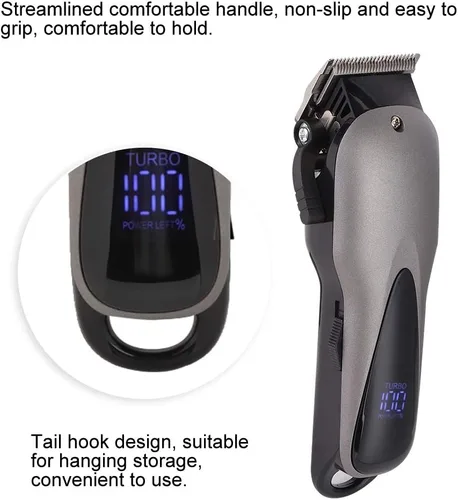 Vista 5 de LED Adjustable Hair Clipper Trimmer Electric Barber Hair Cutter with USB Charging for Men Women Professional Styling Black