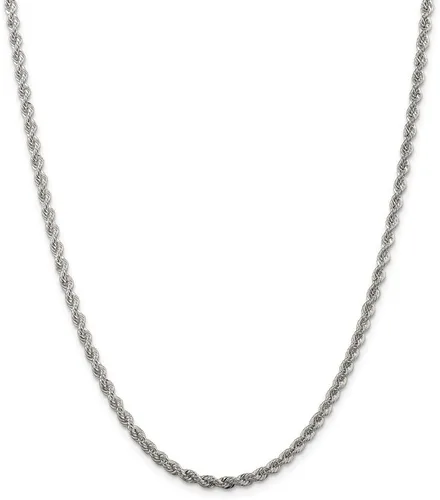 Vista 3 de Collar de cadena de plata de ley maciza de 0.118in con lazo negro
