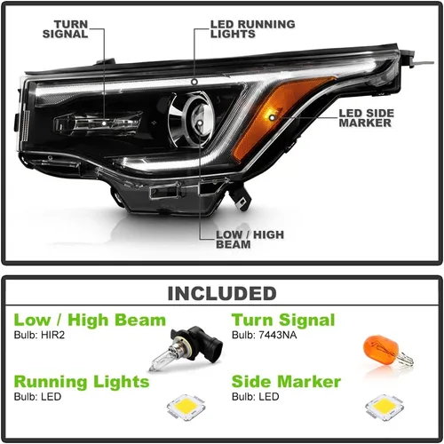 Vista 2 de KEEKPO - Para 2017 2018 2019 GMC Acadia Factory halógeno w/LED DRL faro delantero negro reemplazo lado izquierdo del conductor