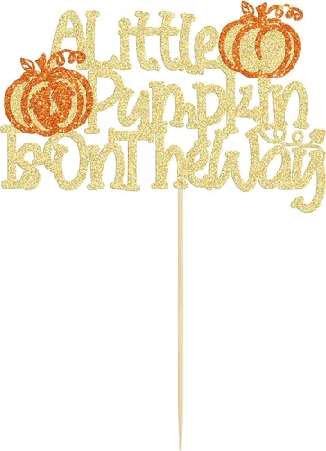 Vista 3 de Gyufise 1 pieza de decoración de pastel de calabaza con purpurina con purpurina para decoración de pastel de calabaza para otoño, baby shower, niños