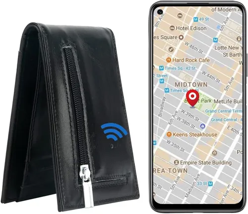 Vista 11 de Billetera rastreable para hombre, antipérdida, Bluetooth, rastreador y buscador, tarjeta de crédito (rojo-1)