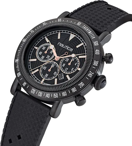 Vista 2 de Nautica Spettacolare Reissue Reloj con correa de silicona negra para hombre (Modelo NAPSPF202), Negro