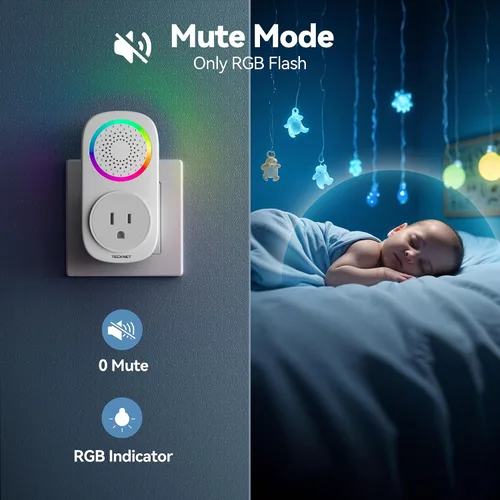 Vista 10 de TECKNET Kit de timbre inalámbrico autoalimentado, timbre de puerta enchufable con luz RGB, 60 campanillas y 5 niveles de volumen, timbre de aula