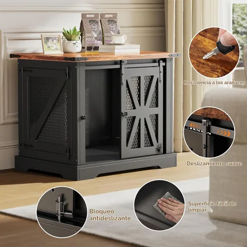 Vista 4 de VOPEAK Mueble de jaula para perros pequeños de 27.5 pulgadas, jaula resistente a los mordedores para cachorros, jaula resistente para perros