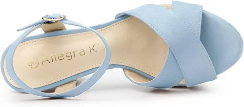 Vista 4 de Allegra K Sandalias de tacón grueso con plataforma para mujer