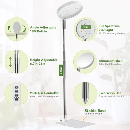 Vista 3 de Luces de cultivo para plantas de interior de espectro completo, 48 luces LED para plantas de interior con 2 opciones de montaje, 3 espectros