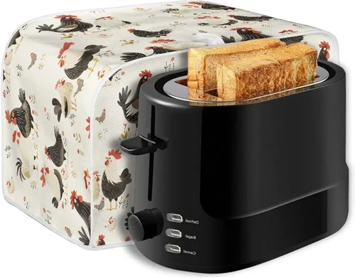 Vista 6 de Cubierta de tostadora con estampado de pollo, cubierta de tostadora de 2 rebanadas de cocina elegante para electrodomésticos, tostadora, microondas
