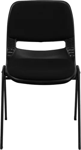 Vista 5 de EMMA + OLIVER Silla apilable ergonómica acolchada negra para estudiantes - aula/silla de invitados