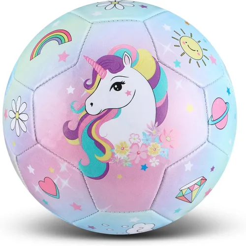 Vista 9 de HyDren Balón de fútbol para niños, tamaño 3 con inflador, diseño oficial de dibujos animados, duradero, para deportes al aire libre, interior, juego