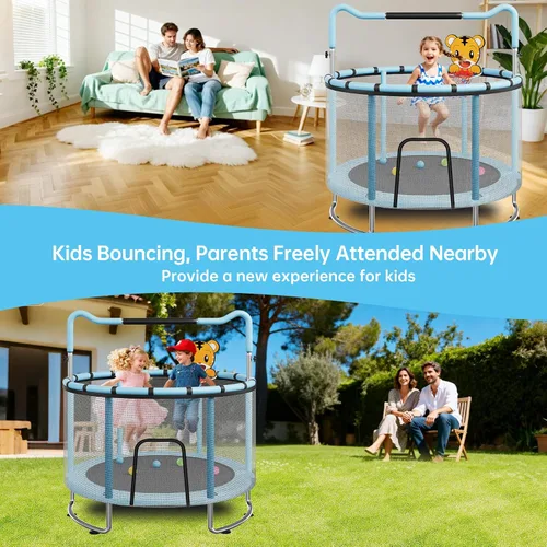 Vista 3 de LotFun Trampolín para niños, trampolín con red Azul