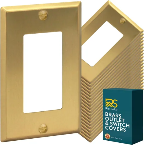 Vista 47 de Rio Salto Placa de pared de metal dorado en latón Placa de salida en blanco Cubierta para tomas de corriente no utilizadas Interruptor de pared de 1