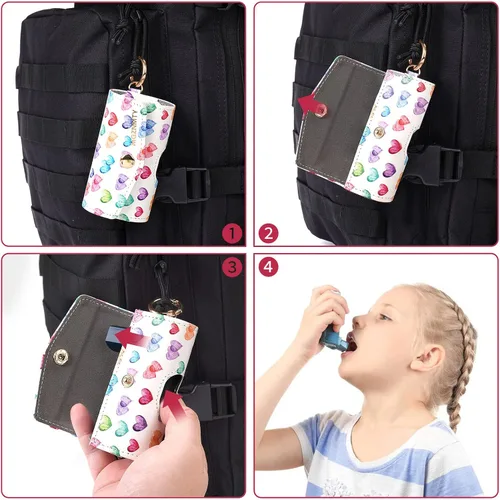Vista 7 de MGZNMTY Estuche para inhalador de asma, funda de transporte y viaje compatible con práctico inhalador para adultos y niños (solo caso)