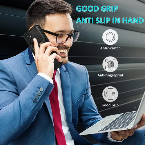 Vista 5 de Asuwish Funda de teléfono para Samsung Galaxy A13 5G con protector de pantalla de vidrio templado, soporte para tarjetas de crédito, soporte