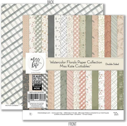 Vista 5 de Paquete de papel de patrón – Acuarela Florales – Papel de álbum de recortes de 12 x 12 pulgadas, 12 x 12 pulgadas, diseño floral de álbumes