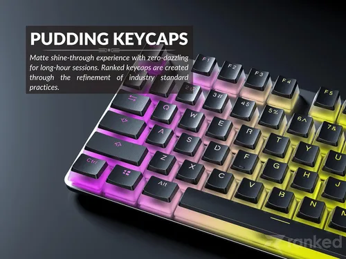 Vista 5 de Ranked Teclas Pudding PBT 112 Juego de teclas de doble disparo translúcidas ANSI EE. UU. e ISO Perfil OEM para teclado mecánico RGB de juego
