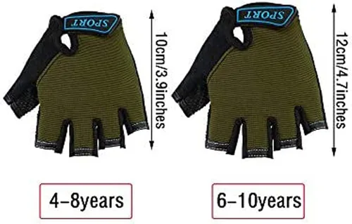 Vista 3 de 3 pares de guantes de medio dedo para niños guantes de deporte antideslizantes guantes de gel para niños ciclismo ciclismo