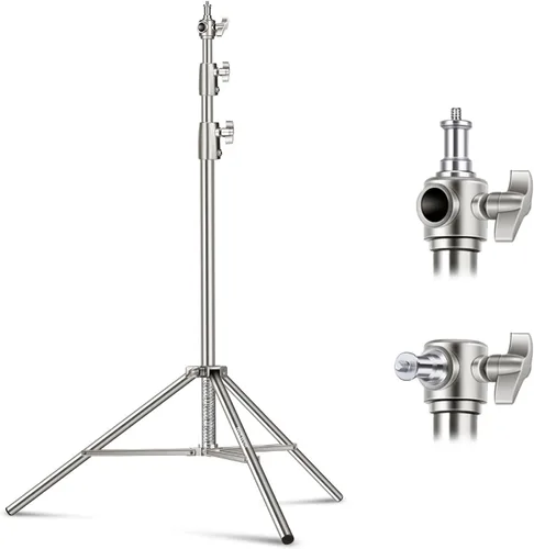 Vista 9 de NEEWER Soporte de Luz Mejorado de 75"/190cm de Acero Inoxidable con Resorte, Trípode de Fotografía Plegable con Juntas de Tubo Más Resistentes