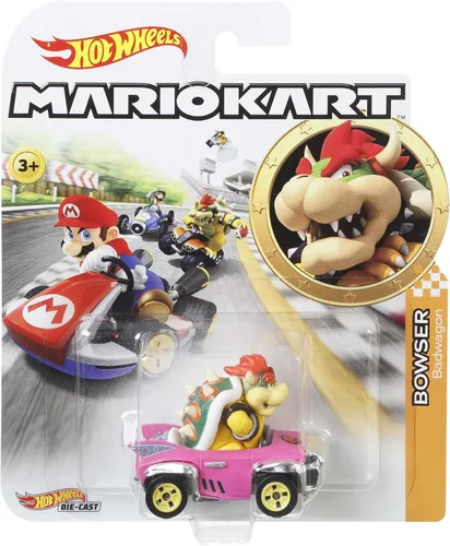 Vista 6 de Hot Wheels GBG31 Mario Kart 1:64 Bowser con vehículo Badwagon de fundición a presión, multicolor