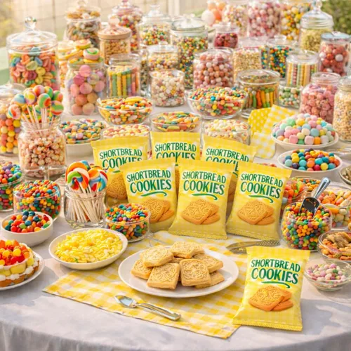 Vista 4 de Galletas de mantequilla gourmet, envueltas individualmente - Desayuno, té, café, escuela, oficina, fiesta, regalo de vacaciones, 30 bolsas