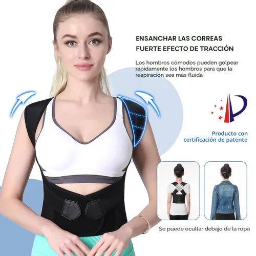 Vista 4 de VOKOKOYA Corrector de postura para mujeres y hombres, enderezador de hombro ajustable, soporte de espalda, escoliosis de la columna superior