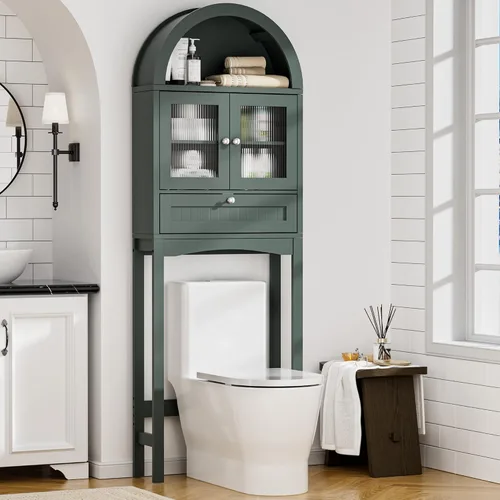 Vista 11 de Spurgehom Over Toilet Storage Cabinet, Bathroom Arch Organizer,Wood Madera
