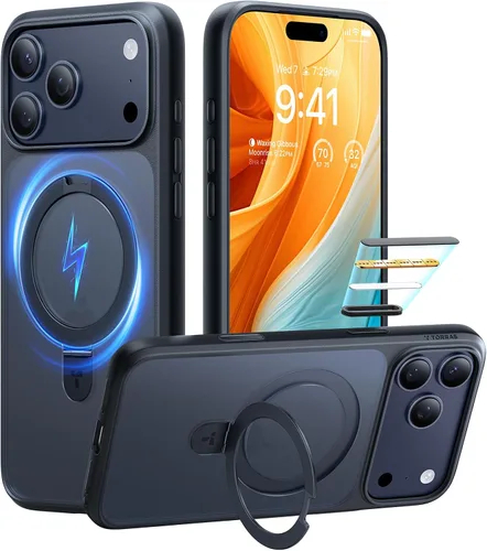 Vista 26 de TORRAS Funda magnética con función atril para iPhone 13/iPhone 14 [compatible con MagSafe], soporte resistente y versátil, grado militar, a prueba