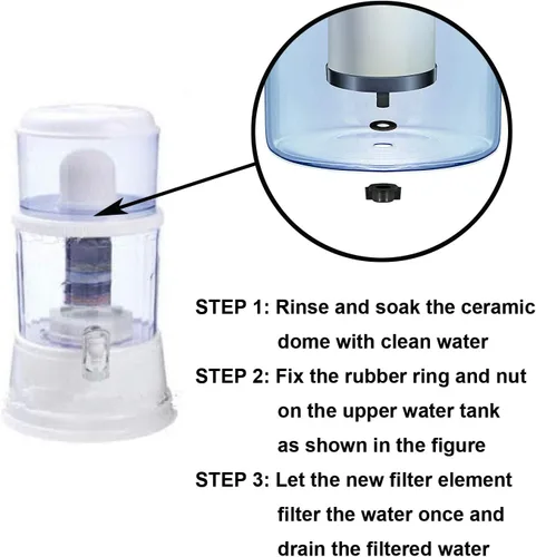 Vista 5 de HUI NING - Kit de filtro de agua y grifo de cúpula de cerámica de repuesto para encimera, cubo de agua doméstico, sistemas de filtración