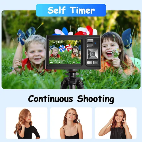 Vista 3 de JDZ Cámara digital 4K para fotografía con enfoque automático, cámara de vlogging de 48MP para YouTube, zoom 16X retro estilo CCD cámara compacta