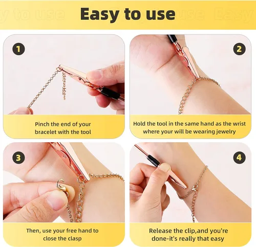 Vista 3 de 3 piezas de pulsera herramienta de joyería ayudante pulsera de mano ayudante equipo de fijación y gancho para joyería pulsera collar reloj cierres