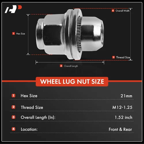 Vista 2 de A-Premium 5 tuercas de rueda M12 x 1.25 tuercas cónicas de asiento compatibles con Nissan Pathfinder Maxima Murano 370Z Infiniti QX60 Q50 G25 G35