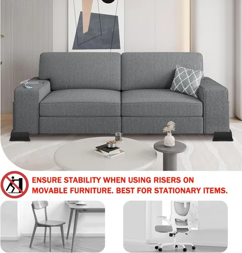 Vista 4 de ANNKUT Elevadores de cama de 2 pulgadas, resistentes, elevadores de sofá de gran tamaño, elevadores de muebles extra anchos para sofá, mesa