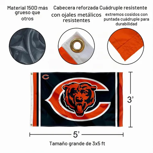 Vista 2 de Bandera y Banderín de Logos de Chicago Bears
