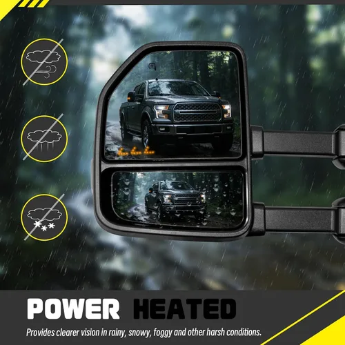 Vista 6 de Juego de espejos de remolque compatibles con Ford F250, F350, F450 y F550, modelos 1999 a 2016, espejos laterales de remolque para camiones Super