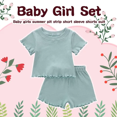 Vista 2 de Dimoybabe Conjunto corto de algodón de punto para bebé niña pequeña