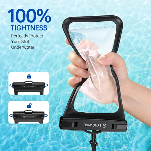 Vista 5 de Syncwire Funda impermeable para teléfono [paquete de 2] – Funda universal IPX8 impermeable para teléfono con cordón compatible con iPhone 13/12/11