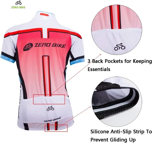 Vista 4 de Jersey de ciclismo para mujer, de manga corta, secado rápido, transpirable, para montaña.