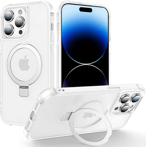 Vista 42 de CHAOFEnG Funda magnética compatible con iPhone 11 con soporte, prueba de caídas de grado militar, compatible con imán, anillo translúcido, parte