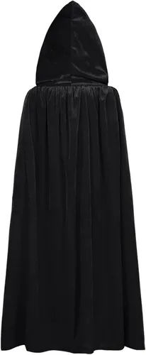 Vista 6 de Kids Grim Reaper Costume Cloak Boys Halloween Costumes Scary Velvet Hooded Cape with Skeleton Mask Gloves Scythe Props