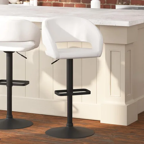 Vista 12 de Taylor & Logan Jenna Taburete giratorio ajustable 360 con base negra en vinilo negro