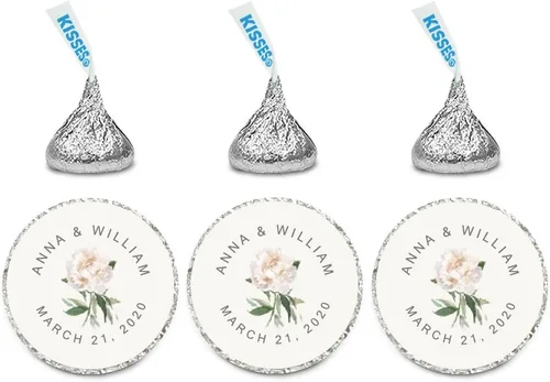 Vista 34 de Andaz Press Etiquetas personalizadas de gota de chocolate para boda, nombres y fecha redondos, turquesa aguamarina, paquete de 240, personalizadas